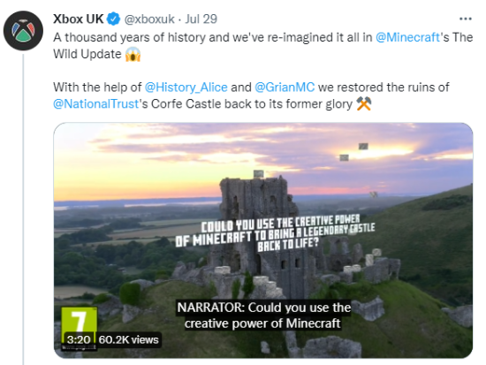 微软在Minecraft中重现英国古迹科夫堡,为用于儿童教育 微软在Minecraft中重现英国古迹科夫堡,为用于儿童教育