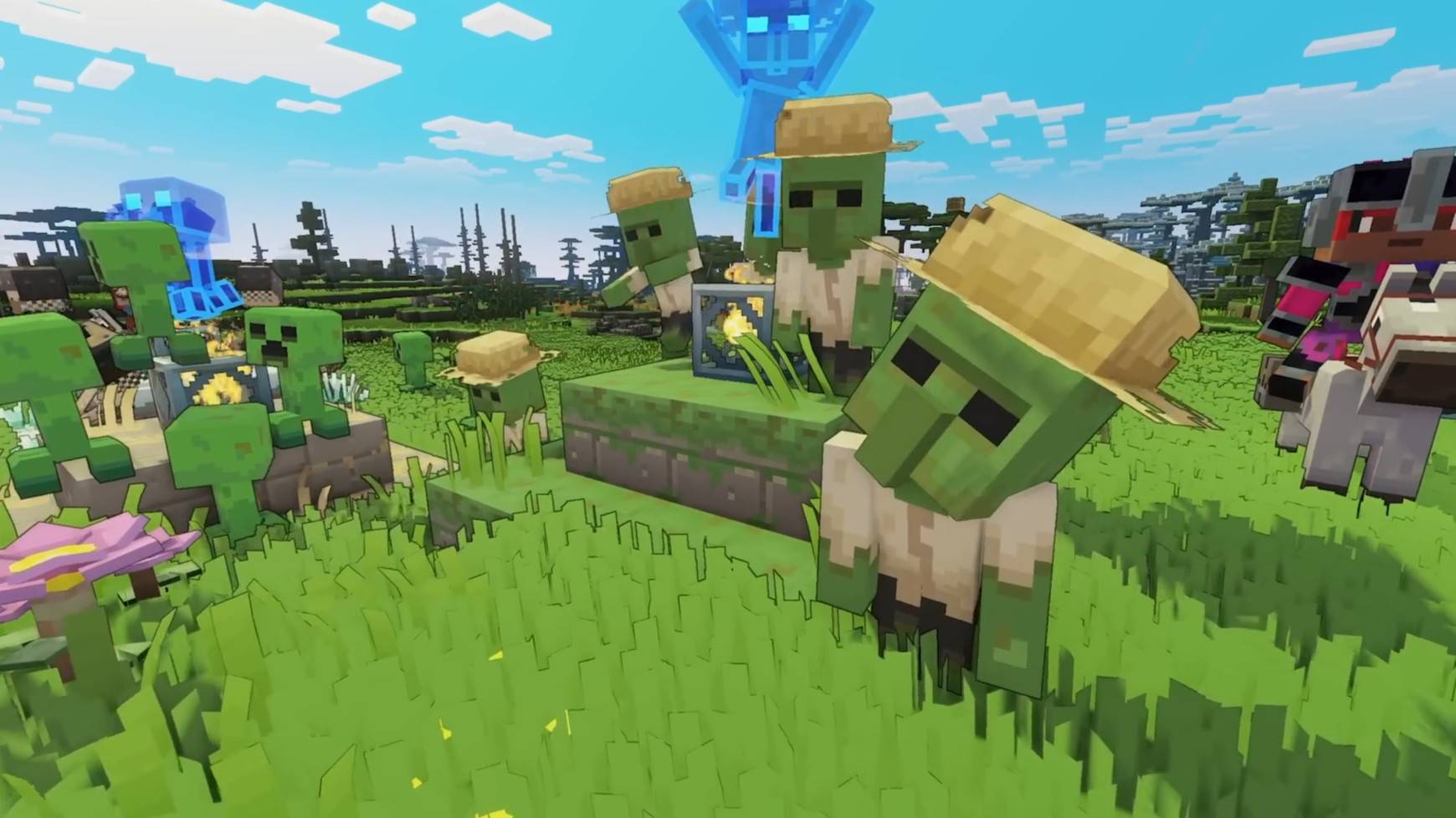 Main World Friends Bio in Minecraft Legends: Calcity, Skeleton and Zombies