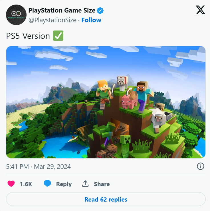 It is rumored that Minecraft will log in to PS5, or it can achieve native 4K games