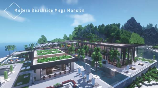 Minecraft1.16 Modern BeachSide Mega Mansion Map Archive