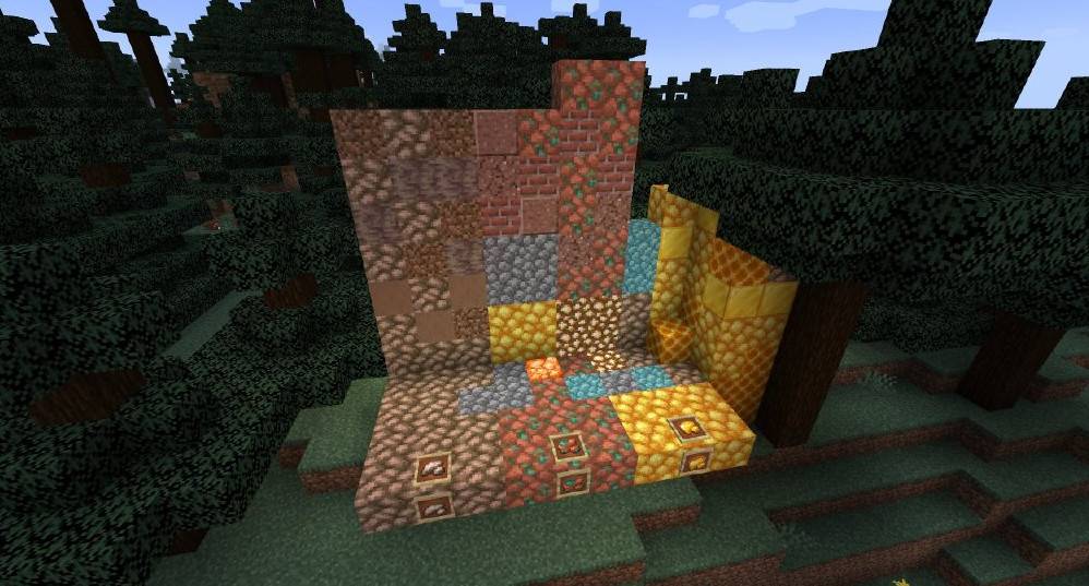 MINECRAFT's new coarse gold block and coarse iron block material comparison