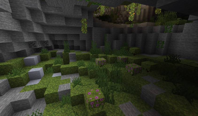 The new screenshot of the new version of Minecraft shows the lush cave