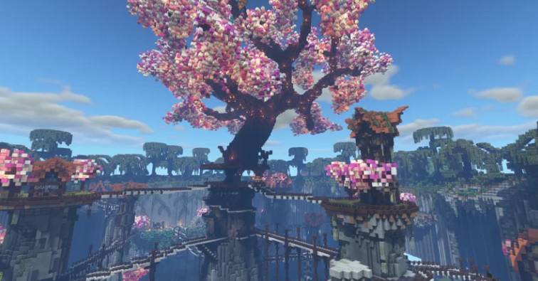 Minecraft cherry tree birth point cherryblossom time spawn map archive