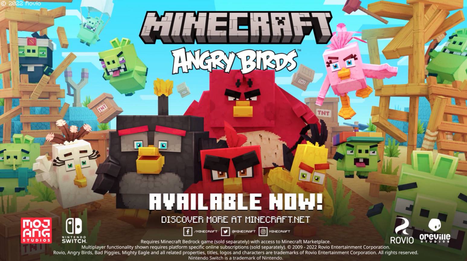 NS version of "Minecraft" x "Angry Bird" linkage DLC promotional video announcement
