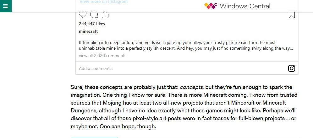 According to the news, Mojang has two new Minecraft IP game projects under development