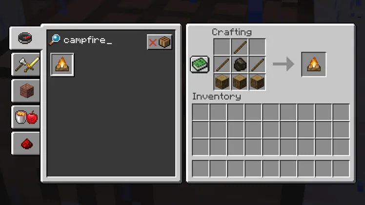 Minecraft backpack inventory: Camp fire