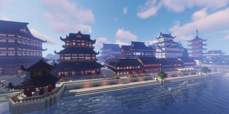 Minecraft Japanese coastal town Coast Japanese Town Map Archive